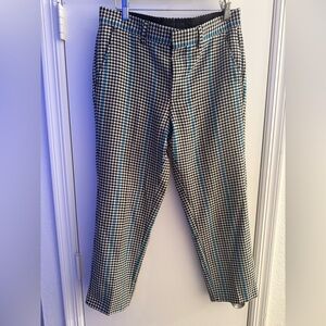 ASOS Houndstooth Cropped Pants in Black and Blue